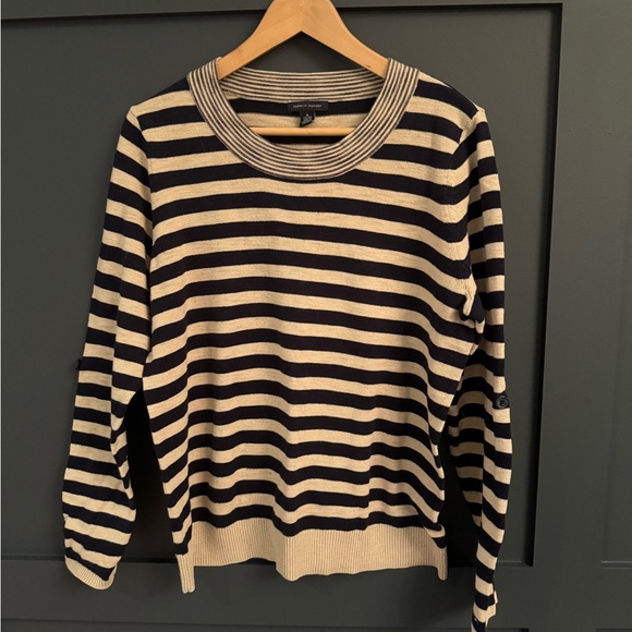 Tommy Hilfiger Sweaters - Tommy Hilfiger Navy and Cream Striped Sweater